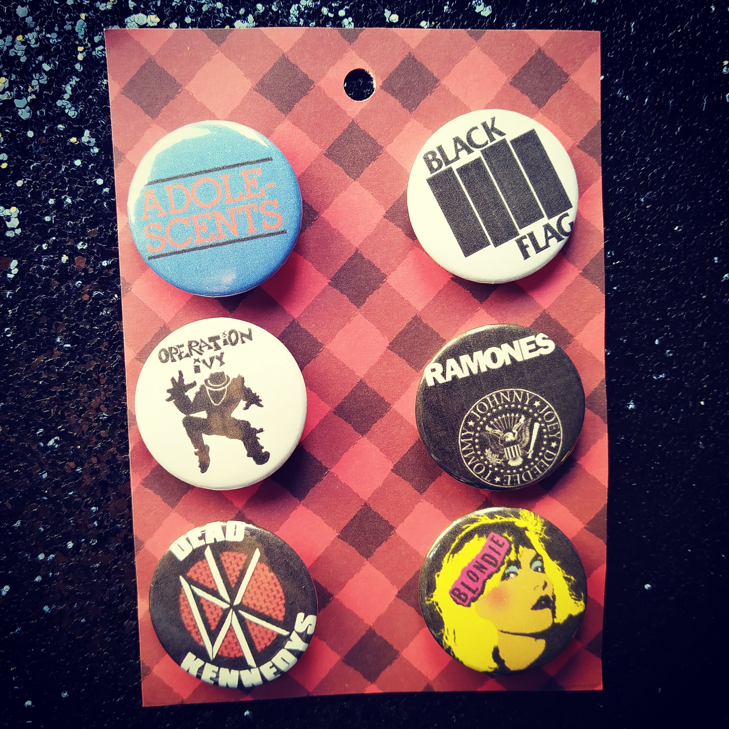 6 pack vintage punk pins